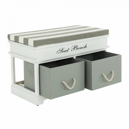 Bancă cu  pernă, 2 sertare, alb/gri, SEAT BENCH  2 NEW [5]