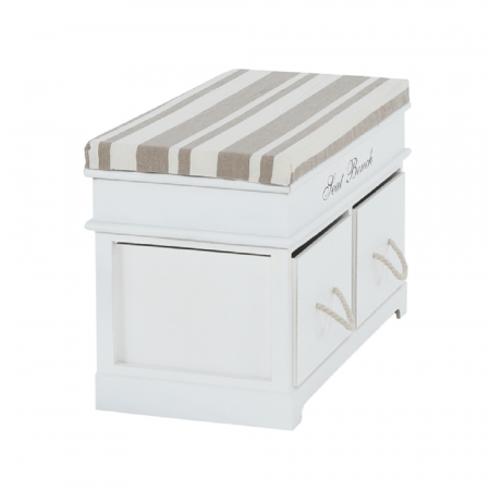 Bancă cu pernă, 2 sertare, alb/maro deschis, SEAT BENCH 1 NEW [7]