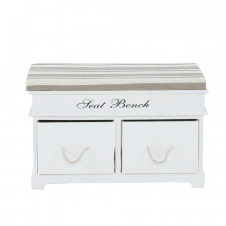 Pantofare Hol - Bancă cu pernă, 2 sertare, alb/maro deschis, SEAT BENCH 1 NEW