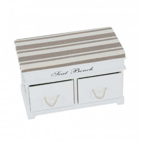 Bancă cu pernă, 2 sertare, alb/maro deschis, SEAT BENCH 1 NEW [9]