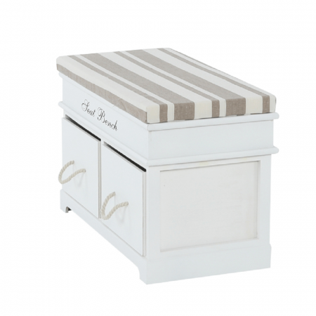 Bancă cu pernă, 2 sertare, alb/maro deschis, SEAT BENCH 1 NEW [4]