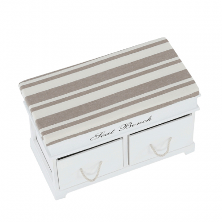 Bancă cu pernă, 2 sertare, alb/maro deschis, SEAT BENCH 1 NEW [5]