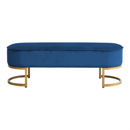 Banci pentru asteptare - Bancă de design, ţesătură de catifea albastră/crom auriu, MIRILA NEW