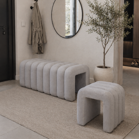 Bancă de design, ţesătură gri, SUNDO [8]
