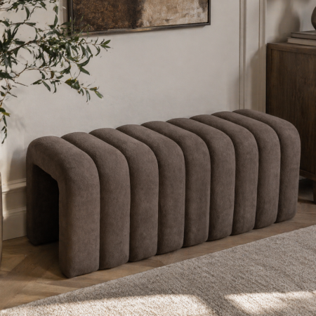 Bancă de design, ţesătură maro, SUNDO [10]