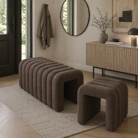 Bancă de design, ţesătură maro, SUNDO [9]