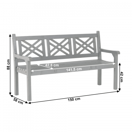 Bancă de grădină din lemn, gri, 150 cm, FABLA [3]