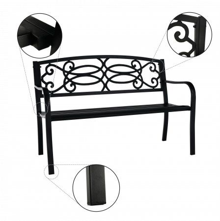 Bancă de grădină, neagră, VENDA [7]
