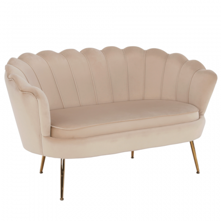 Canapele - Bancă în stil Art-deco, catifea Velvet bej/crom auriu, NOBLIN