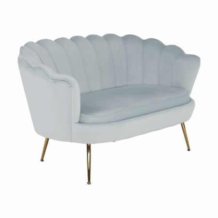 Bancă în stil Art-deco, catifea Velvet gri-albastru/crom auriu, NOBLIN [19]