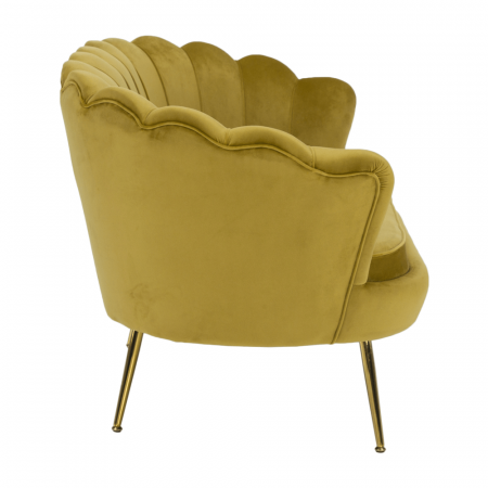 Bancă în stil Art-deco, catifea Velvet muştar/crom auriu, NOBLIN [17]