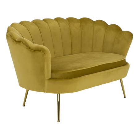 Bancă în stil Art-deco, catifea Velvet muştar/crom auriu, NOBLIN [18]