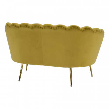 Bancă în stil Art-deco, catifea Velvet muştar/crom auriu, NOBLIN [16]