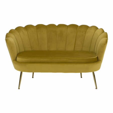 Bancă în stil Art-deco, catifea Velvet muştar/crom auriu, NOBLIN [19]