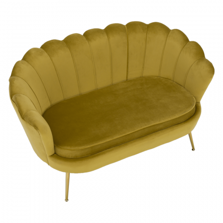 Bancă în stil Art-deco, catifea Velvet muştar/crom auriu, NOBLIN [14]