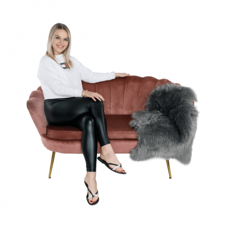 Bancă în stil Art-deco, catifea Velvet roz/crom auriu, NOBLIN [9]