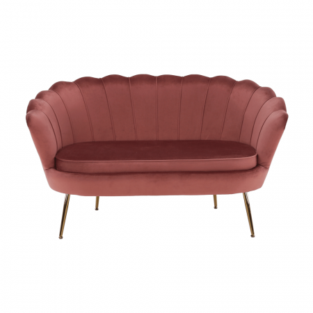 Bancă în stil Art-deco, catifea Velvet roz/crom auriu, NOBLIN [10]
