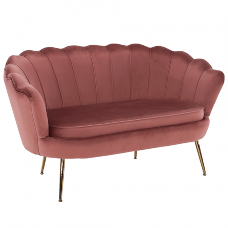 Canapele - Bancă în stil Art-deco, catifea Velvet roz/crom auriu, NOBLIN