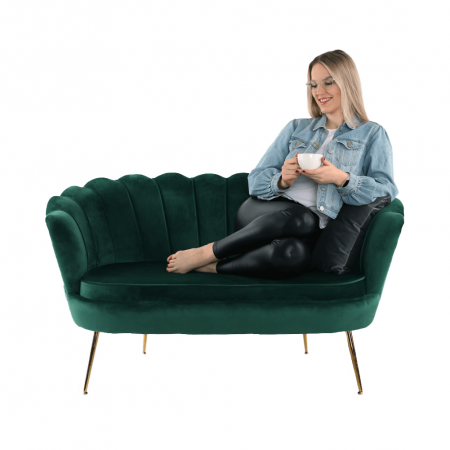 Bancă în stil Art-deco, catifea Velvet smarald/crom auriu, NOBLIN [19]