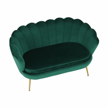 Bancă în stil Art-deco, catifea Velvet smarald/crom auriu, NOBLIN [11]