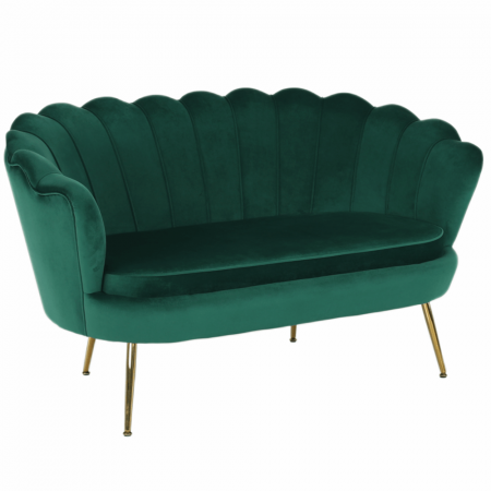 Canapele - Bancă în stil Art-deco, catifea Velvet smarald/crom auriu, NOBLIN