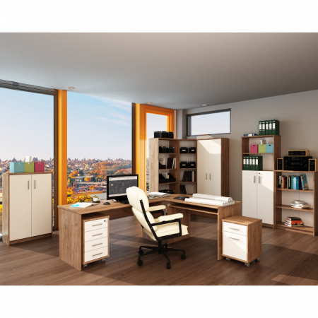 Biblioraft birou, kraft dunkel/alb, JOHAN 2 NEW 04 [2]