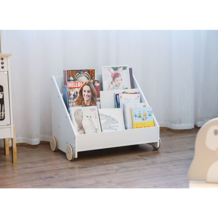 Bibliotecă pentru copii cu roţi, albă, BERUS [5]