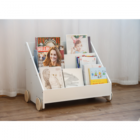 Bibliotecă pentru copii cu roţi, albă, BERUS [4]