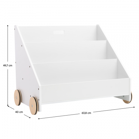 Bibliotecă pentru copii cu roţi, albă, BERUS [6]