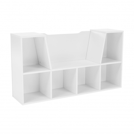 Bibliotecă pentru copii cu scaune, alb / gri, FERIA [11]