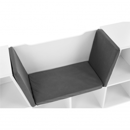 Bibliotecă pentru copii cu scaune, alb / gri, FERIA [5]