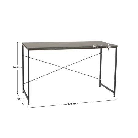 Birou, beton/negru, 120x60 cm, MELLORA [4]