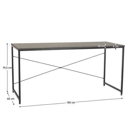Birou, beton/negru, 150x60 cm, MELLORA [4]
