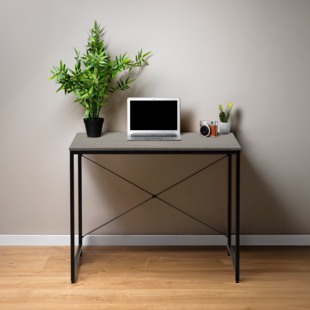 Birou, beton/negru, 90x60 cm, MELLORA [2]