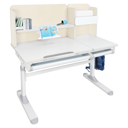 Birou crescător, natural/alb, LEDIN [8]