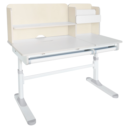 Birou crescător, natural/alb, LEDIN [6]