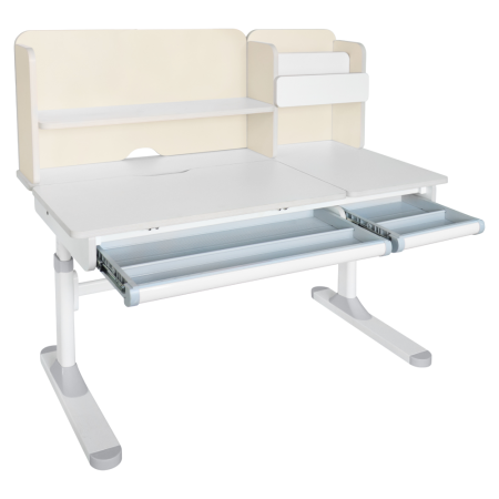 Birou crescător, natural/alb, LEDIN [4]