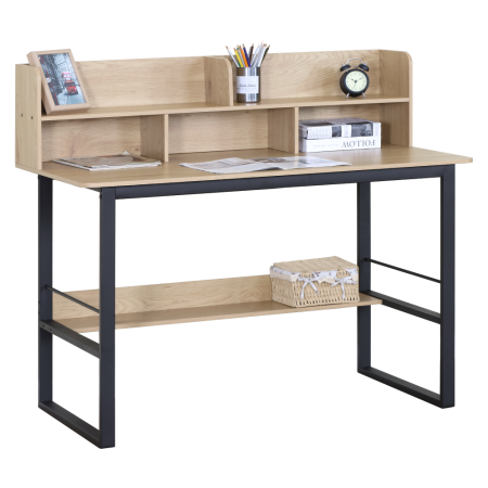Mobilier Birou - Birou cu poliţă, stejar/negru, TAMIS