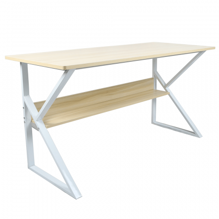 Birou cu raft, stejar natural/alb, TARCAL 140 [5]
