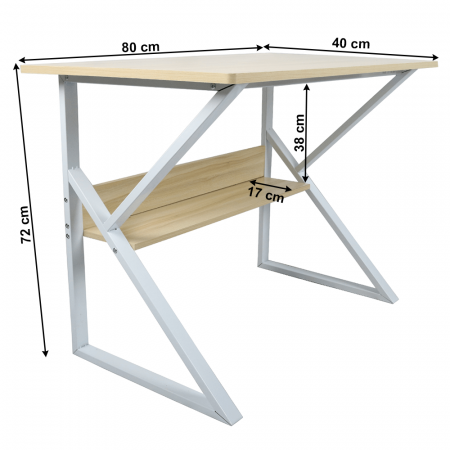 Birou cu raft, stejar natural/alb, TARCAL 80 [6]