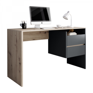 Promotia saptamanii (extra discount )  - % - Birou modern cu 2 sertare, stejar artisan /grafit, 125 cm lungime, Bortis Impex