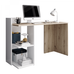 Toate Produsele - Birou modern cu etajera , stejar artisan/alb , 120 cm lungime ,Bortis Impex