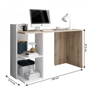 Birou modern cu etajera , stejar artisan/alb , 120 cm lungime ,Bortis Impex [2]