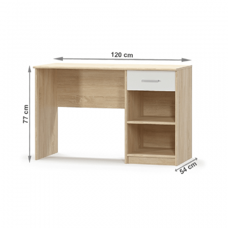 Birou PC 1S, alb/stejar sonoma, TEYO [1]