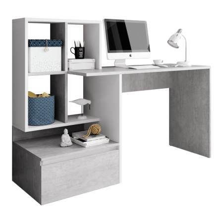 Toate Produsele - Birou PC, beton/alb mat,Bortis Impex
