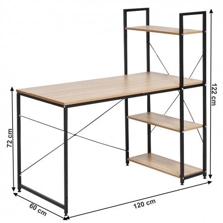 Birou PC, stejar / negru, VEINA [1]