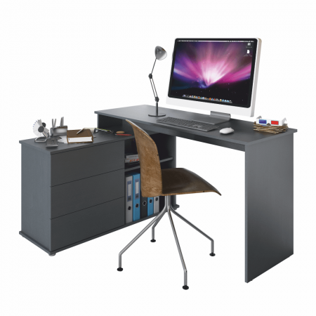 Birouri - Birou PC universal de colţ, grafit, TERINO