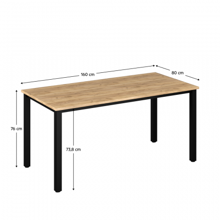 Masa birou, stejar artizanal/negru grafit , 160 cm lungime x 80 cm latime [2]