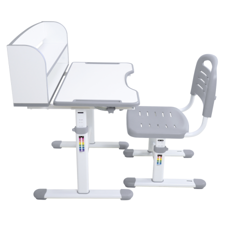 Birou şi scaun crescător, gri/alb, set ZION [3]