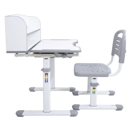 Birou şi scaun crescător, gri/alb, set ZION [4]